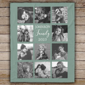 Familie 11 FotoCollage Dusty Green Fleece Blanket