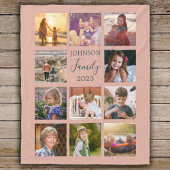 Familie 11 FotoCollage Dusty Pink Fleece Blanket