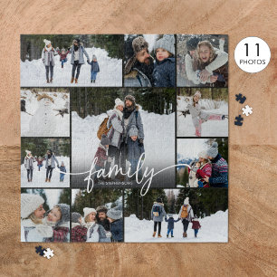 Familie 11 Fotocollage Schriftname Puzzle