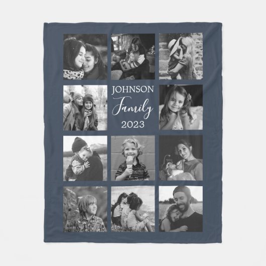 Familie 11 Fotomaterial Dunkelblaues Fleece Blanke (Vorderseite)