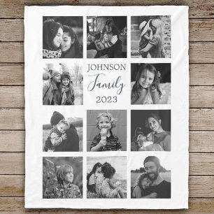 Familie 11 Schwarzes Fleece Collage Blanket