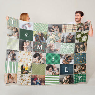 Familie 18-Foto-Collage-Patchwork-Quilt-Stil Fleecedecke