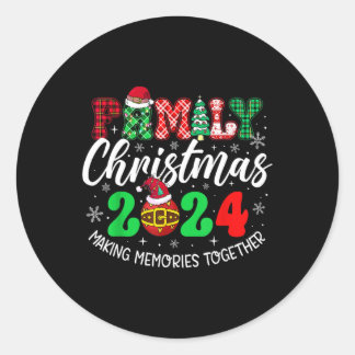 Familie 2024 Weihnachtsmatte Pajamas Santa Runder Aufkleber