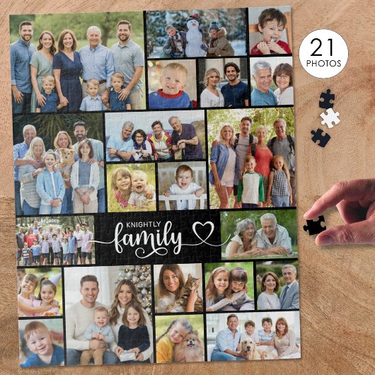 Familie 21 Foto Script Herzname Puzzle