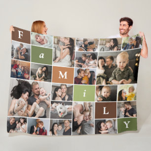 Familie 22-Foto-Collage Fleecedecke