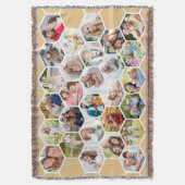 Familie 28 Foto Collage Honey Beige Honeycomb Decke (Vorderseite Vertikal)