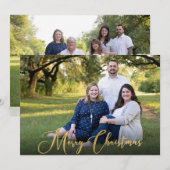 Familie 2 Foto Gold Script Frohe Weihnachten (Vorne/Hinten)
