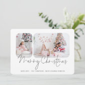 Familie 2 Fotos Script Frohe Weihnachtskarte (Stehend Vorderseite)