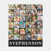 Familie 36 Foto Collage Name Personalisiert Black Fleecedecke (Vorderseite)