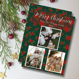 Familie 3 Foto Name Weihnachtskarte Feiertagskarte
