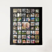 Familie 45 Foto Collage Name Schwarz Wandteppich (Vorderseite)