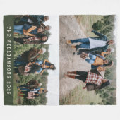 Familie 4 Foto Collage Individuelle Name Grün Weih Fleecedecke (Vorderseite (Horizontal))