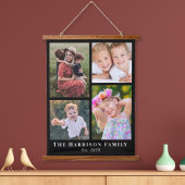 Familie 4 FotoCollage Black Wandteppich Mit Holzrahmen
