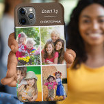 Familie 4 Fotocollage Schokolade Braun Custom Case-Mate iPhone Hülle<br><div class="desc">Erstellen Sie Ihre eigene individuelle Telefonzelle für iPhone 11 pro max und viele andere Modelle. Das Design verfügt über eine Rastermuster-Foto-Collage mit 4 Ihrer Lieblings-Fotos, Ihrem Namen und dem Wort "Familie". Die Fotovorlage ist für Sie bereit, um Ihre Fotos hinzuzufügen, und arbeitet im Uhrzeigersinn von oben verlassen. Das Design hat...</div>