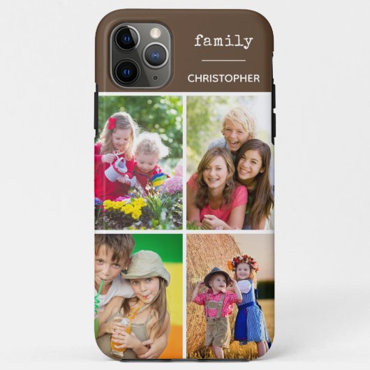 Familie 4 Fotocollage Schokolade Braun Custom Case-Mate iPhone Hülle (Rückseite)