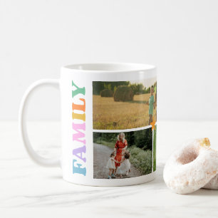 Familie 4 Fotos Collage moderne farbenfrohe Typogr Kaffeetasse