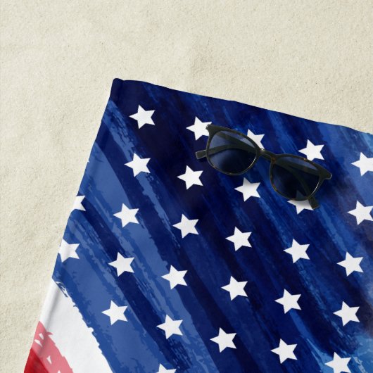 Familie 4. Juli Beach Party Red White Blue Strandtuch (Beispiel)