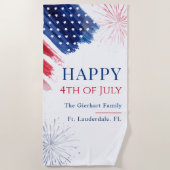 Familie 4. Juli Beach Party Red White Blue Strandtuch (Vorderseite)