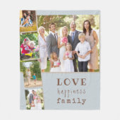 Familie 5 Foto Collage Blauer Liebe Glück Fleecedecke (Vorderseite)