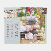 Familie 5 Foto Collage Blauer Liebe Glück Fleecedecke (Vorderseite (Horizontal))