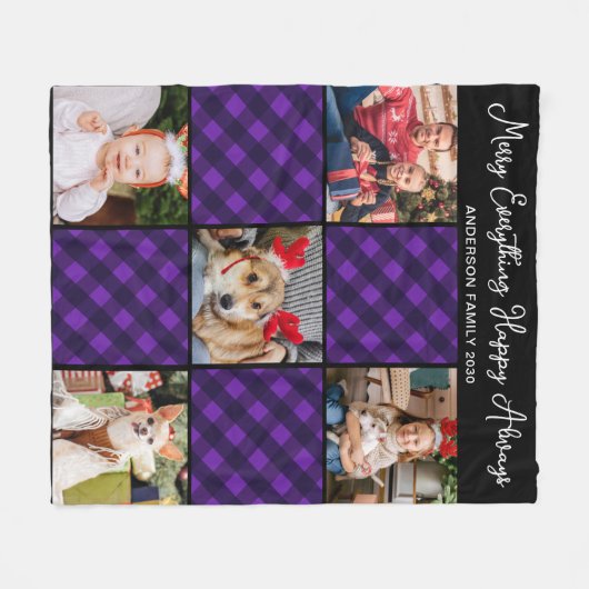 Familie 5 FotoCollage Personalisierter Urlaub Kari Fleecedecke (Vorderseite (Horizontal))