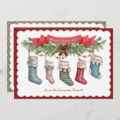 Familie 5 | Weihnachts-Strumpf Pauschalreise Feiertagskarte (Vorne/Hinten)