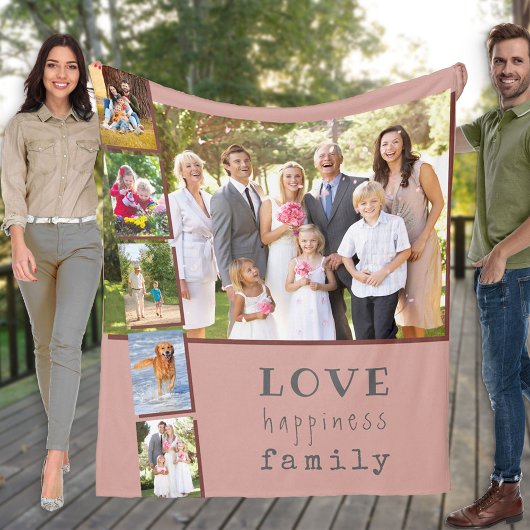 Familie 6 - Collage Pink Fleecedecke
