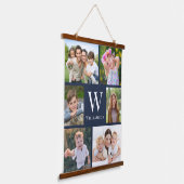 Familie 6 Foto Collage Blue Wandteppich Mit Holzrahmen (Gewinkelt)