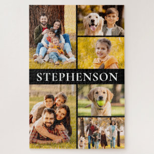 Familie 6 Foto Collage Minimal einfach Puzzle