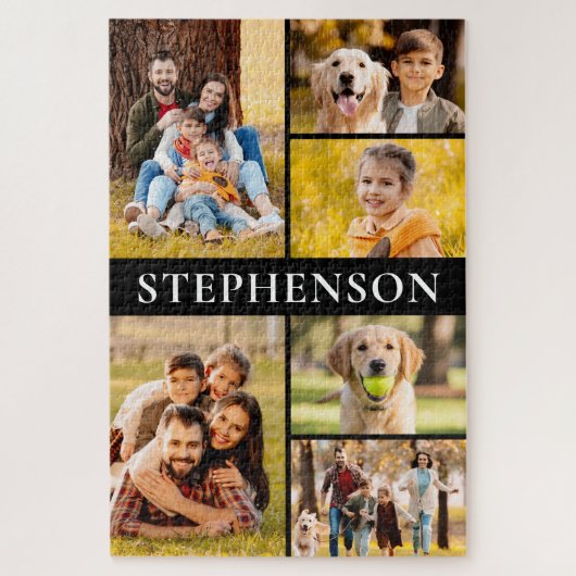 Familie 6 Foto Collage Minimal einfach Puzzle (Vertikal)