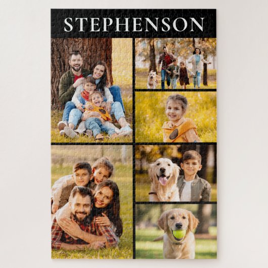 Familie 6 FotoCollage Minimalistisch Einfach Puzzle (Vertikal)