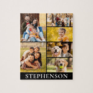 Familie 6 FotoCollage Minimalistisch Einfach Schwa Puzzle