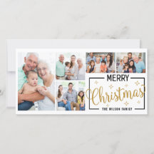 Familie 7 Foto Collage White Gold Frohe Weihnachte