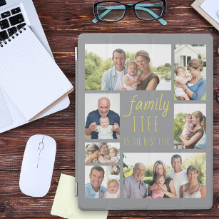Familie 7 FotoCollage Grau und Gelb iPad Hülle