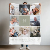 Familie 8 Collage Monogram Sage Green Fleecedecke
