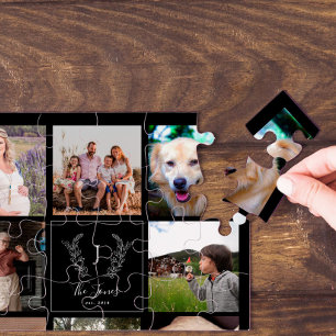 Familie 8 Foto-Collage Monogramm Name Andenken Puzzle