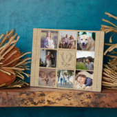 Familie 8 Foto-Collage Monogramm Name rustikal Fotoplatte (Seite)