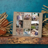 Familie 8 Foto-Collage Monogramm Name rustikal Fotoplatte (Seite)