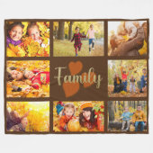 Familie 8 Foto Herbst Herbst Braun Gold Herzen Fleecedecke (Vorderseite (Horizontal))