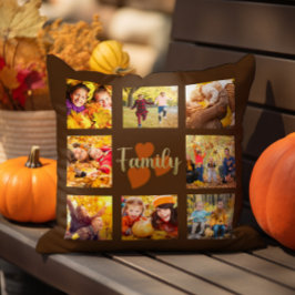 Familie 8 Foto Herbst Herbst Braun Gold Herzen Kissen