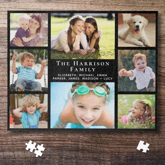 Familie 8 FotoCollage Black Puzzle