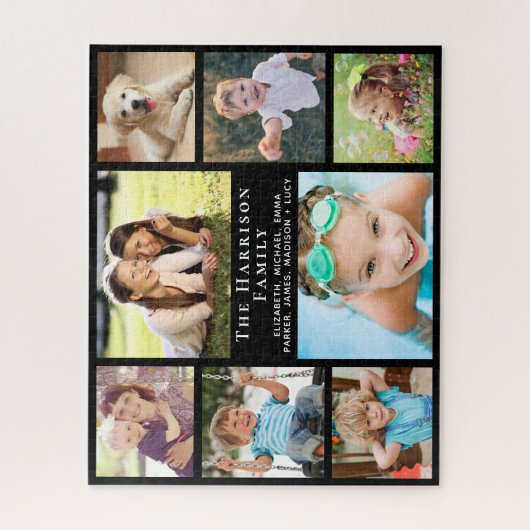 Familie 8 FotoCollage Black Puzzle (Vertikal)
