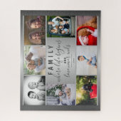 Familie 8 FotoCollage Silver Sprichwort Trendskrip Puzzle (Vertikal)