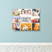 Familie 8 FotoCollage Template plus Name V1 hinzuf Leinwanddruck (Insitu (Holzboden))