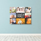 Familie 8 FotoCollage Template plus Name V2 hinzuf Leinwanddruck (Insitu (Holzboden))