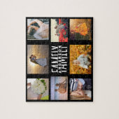 Familie 8 FotoCollage und Name DIY-Vorlage Schwarz Puzzle (Vertikal)