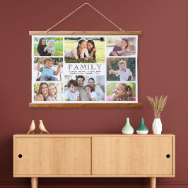 Familie 8 FotoCollage Wandteppich Mit Holzrahmen