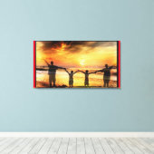 Familie am Strand Leinwanddruck (Insitu (Holzboden))