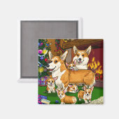 Familie am Weihnachtsbaum Magnet (Vorderseite/Rückseite)