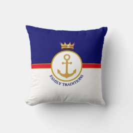 Familie Anchor & Crown auf Navy Blue & White Kissen